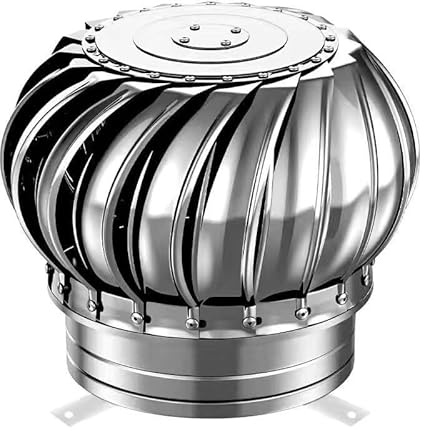Extracteur de Fumées Rotatif Éolien, 304 Acier Inoxydable Chapeau Éolien Cheminé Robuste et Durable Ventilation de la Toiture Protection Contre les Oiseaux pour Fermes Toits Usines(110mm/4.3in)