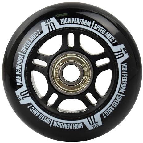 MADIVO Duo Ersatzrollen + Kugellager für Inliner | Set 4 Rollen 70 mm / 82A ABEC-7 Lager | Ideal für Inline Skates für Kinder und Erwachsene (Schwarz)