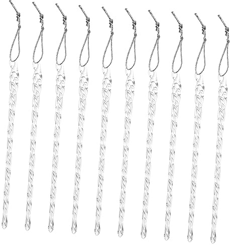 Cabilock 10 Stück Gedrehte Glas Eiszapfenanhänger Transparent mit Aufhängeloch Hängende Weihnachtsbaum Dekoration für Party und Zuhause