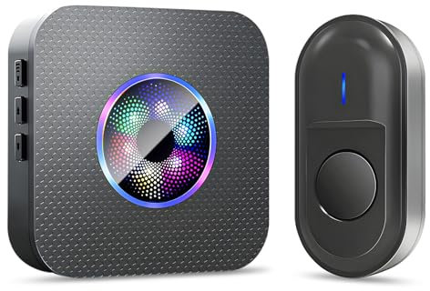 Campanello senza fili, campanello da esterno senza fili impermeabile con 300 metri di portata, campanello da esterno senza fili con 55 suonerie, 5 livelli di volume