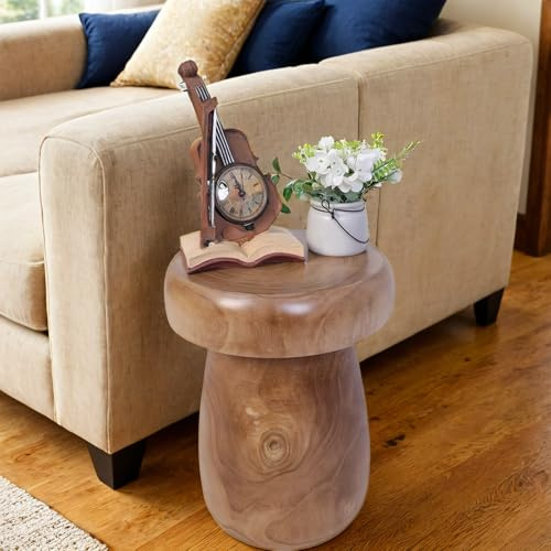 Mesa auxiliar de madera con un diseño de tocón de árbol de borde vivo, ideal como mesa auxiliar, mesita de noche, soporte para plantas o taburete decorativo. Hecho a mano para mayor durabilidad, lo
