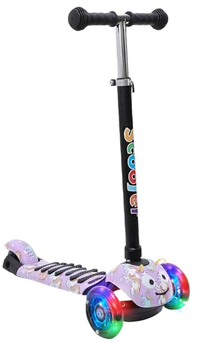 Habib Kinderroller, 3-Räder, Kinderscooter für Jungen & Mädchen 3-8 Jahre mit LED-Rädern, Höhenverstellung, rutschfest, Max. 50 KG