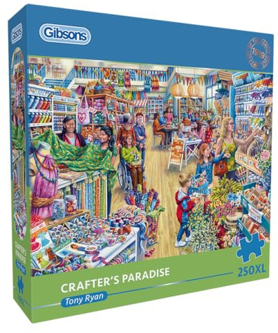 Gibsons Crafters Paradise 250XL Piece Jigsaw Puzzle for Adults Extra Large Pieces - Beautiful Colourful Art Craft Hobby Shop - Premium Sustainable Puzzle - Made in the UK/EU