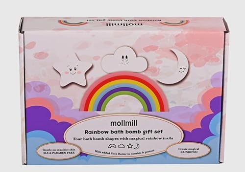 4er Set Badebomben Geschenkset für Kinder – Große Regenbogen-, Wolken-, Stern- und Monddesigns mit einzigartigen Düften – Hergestellt mit natürlichen Inhaltsstoffen – Perfekte Geburtstagsgeschenkidee