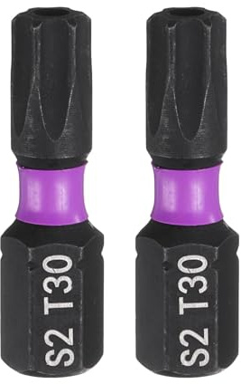 QUARKZMAN 2Pz TT30 Inserti per Avvitatore Torx 1/4 Gambo Esagonale 25mm/1 Lunghezza Punte per Cacciavite Magnetico 6 Punte Esagonali a Stella in Acciaio S2 con Foro per Trapano Elettrico