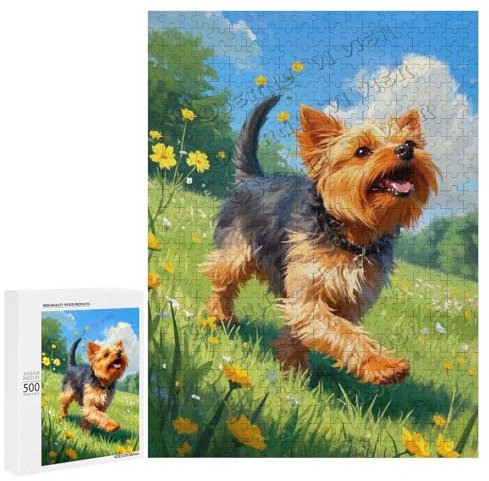 500 Piece Wooden Jigsaw Puzzle for Yorkshire Terrier Dog Lovers, Challenging Puzzle for Adults
