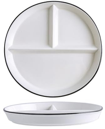 Hoshisea Platos Llanos de Cerámica, Platos Con Compartimentos, Platos Divididos de Cerámica,Plato Ceramica Infantil, para Comidas Divididas, Fiestas, Refrigerios, Postres (Blanco)