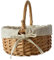 Eventerde 20x17x11cm Panier Pâques Enfant Panier De Pâques en Osier Panier Tissé en Osier avec Poignée Doublé en Tissu pour Pique Nique Décorations Rangement Œufs
