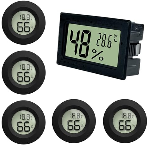 Xdealcozyxc 6 Pcs Hygrometer Humidity Meter, Portable Outdoo Reptile Lcd Mini Digital Thermometer