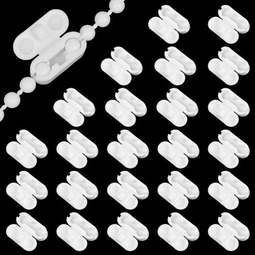HOTUT Rollo ketteVerbinder, 24 Stück Ersatz Kugelketten Clip Verbinder für vertikale Rollos, bis 4,5 mm RolloKette Verbinder, Plastik kugelkette Verschluss für Perlenketten, römische, Jalousieketten