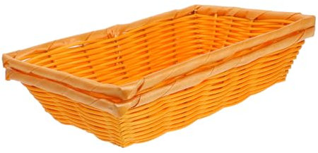 Cabilock Cesta De Rectángulo De Bandeja De Mimbre Cesta De Cesta De Panera De Mimbre Cestas De Pan Tejidas Cesta De El Plastico Reutilizable