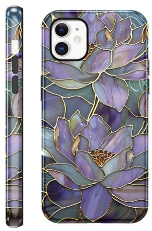 Saqmkil Fodral för iPhone 11, Aesthetic Ritningar Mode Silikon Fodral Blommor Mönster, TPU Kvinnor Tunn Mjuk Stötsäker Stötsäker Skyddshölje Fodral för iPhone 11 6,1 tum, Lotus
