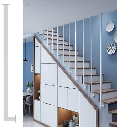 Poteaux de balustrade d'escalier en métal – Broches carrées blanches de 2 m pour couloirs, foyers et terrasses – Décoration d'intérieur élégante et piliers de sécurité (lot de 1)