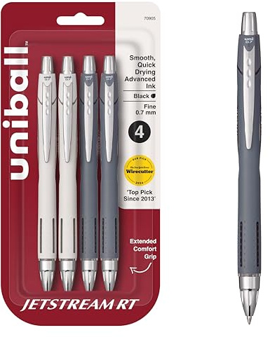 uni-ball Jetstream RT Pens - NY Times Wirecutter Best Pen for Over a Decade - Pack of 4 Black Fine Point Pens, 0.7mm - Back to School