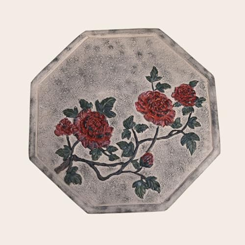 SBJKLYRN Pietra calpestabile da Giardino， Pavimentazione in Resina con Motivi Floreali for aiuole, passerelle, Aree laghetto, Decorazioni for Esterni e Interni.(Peony,1PC)