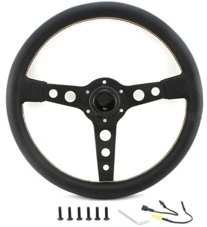 IBNA Volante de Carreras Volante Universal De Competición De 14 Pulgadas Y 350 Mm(Negro)