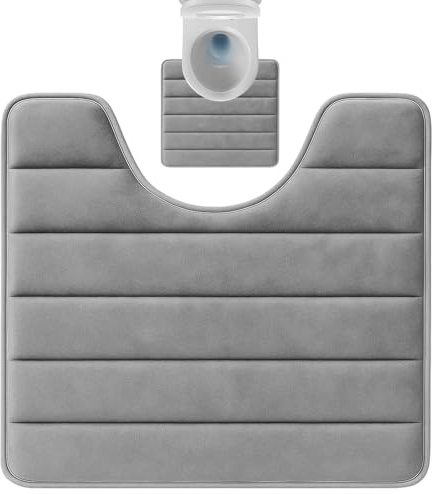 ZKFSIE Toilet Mat, Pedestal Mat for Toilet, Non-Slip Bathroom Floor Mat, Quick Drying Gray U Shape Toilet Mats Pedestal Only, Enhances Bathroom Safety and Decor, 50x60 cm