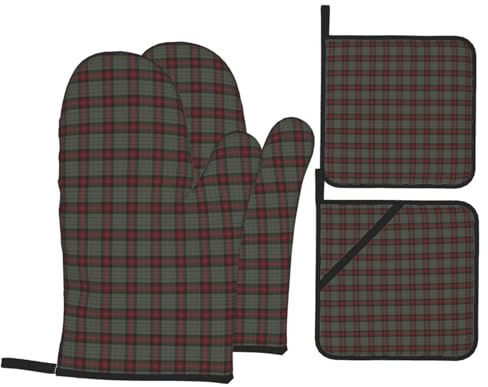 Lot de 4 maniques et maniques MacLachlan Originales en Tartan écossais patiné, en Coton résistant à la Chaleur, pour la pâtisserie, Le Barbecue et la Cuisine.