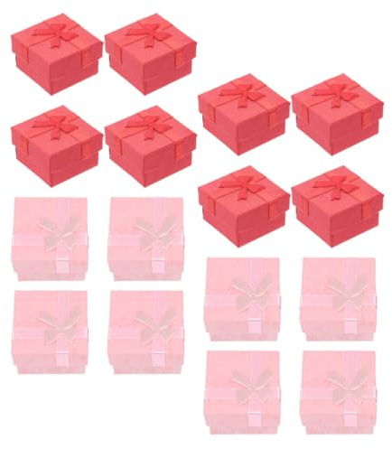 UPKOCH Ringverpackungsset 24 Stück mit 12 Roten und 12 Rosafarbenen Schmuckschachteln Multifunktionale Aufbewahrungsbox für Ringe und Ohrringe im Europäischen Stil für Geschenkverpackung