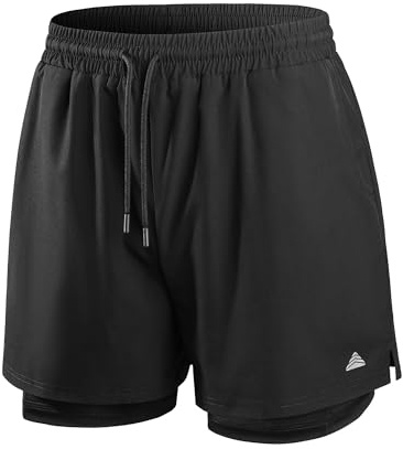 The Essentials Wardrobe Mens Sports Shorts Breathable Comfortable Running Gym Workout Shorts for Men with Back Zip Pocket Training Fitness & Leisure Black Shorts