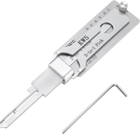 KW5 Dietrich-Set 2-in-1 – Edelstahl-Schlüsseldecoder & Dietrichwerkzeug für S-Rillenschlösser, kompatibel mit Auto- und Hausschlössern, für Schlüsseldienste & Techniker