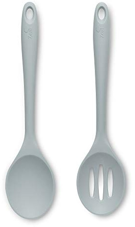 Zeal Non-Stick Silicone Slotted Spoon & Cooks Spoon 2-Piece Set - Duck Egg Blue