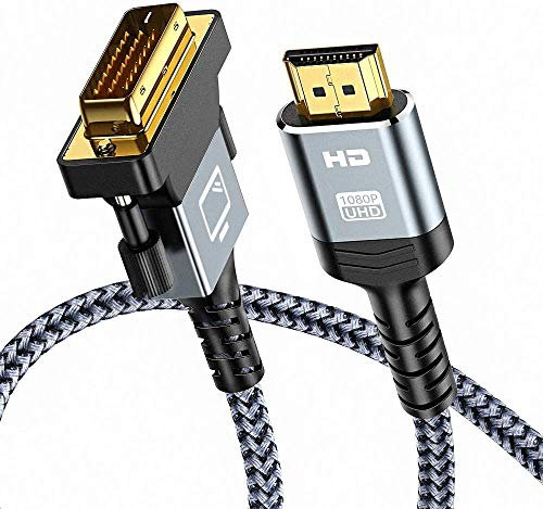 SNOWKIDS HDMI auf DVI Kabel1M,HDMI DVI Adapterkabel DVI zu HDMI Kabel mit 1080P High Speed Full HD 24+1 bidirektional Konverter unterstützt 3D -Grau
