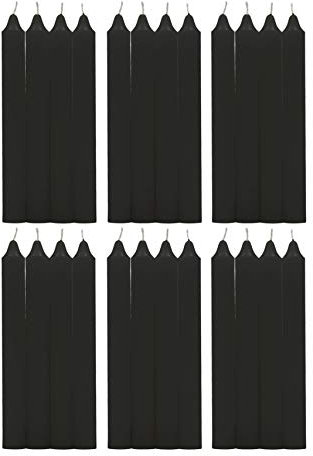 H Hansel Home - Leuchterkerzen 24 Stück, Kronkerzen Durchmesser 1.8 cm, Länge 17.5 cm, schwarze Farbe