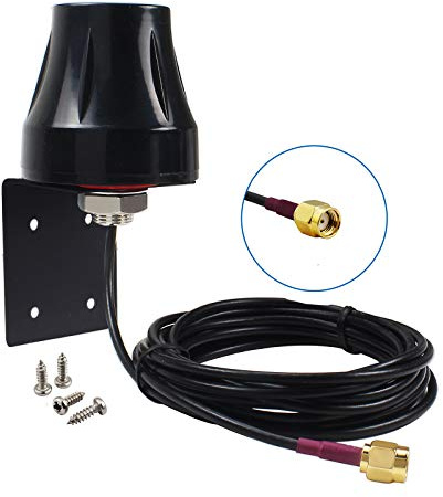 Waterproof Dual Band WiFi 2.4GHz 5GHz 5.8GHz Mini Omni-Directional 5dBi Wall Mount Outdoor RP-SMA Male Antenna for WiFi Router Hotspot Wireless Network Card Security IP