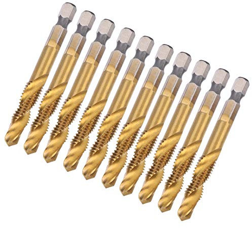 Punte per Maschiatori Kit di Maschi a Vite HSS Maschio Filettato M8 da 10 Pezzi Rubinetto a vite con Gambo Esagonale Maschio a Mano Metrico Punte per Trapano in Acciaio ad Alta Velocit