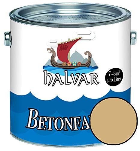 Halvar Betonfarbe/Bodenbeschichtung SEIDENMATT Gelb RAL 1000-1037 Fassadenfarbe (2,5 L, RAL 1001 Beige)