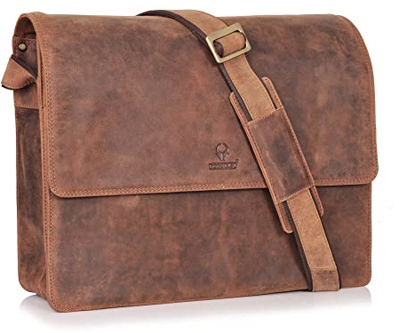 DONBOLSO New York Leder Umhängetasche Groß - Schwarz Business Tasche Leder - Herren-Aktentasche mit Gepolstertem Schultergurt - Ideal für Arbeit mit Fächern für Laptop und Zubehör