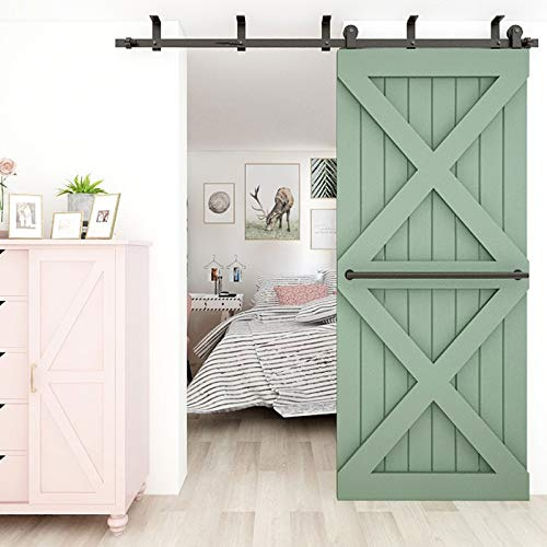 WOLFBIRD 183cm/6ft Techo Montado Herraje para Puerta Corredera Kit, Accesorios para Puertas Correderas, El kit de Riel Para Puerta de Granero Adapta A Una Puerta de Madera, Forma de T