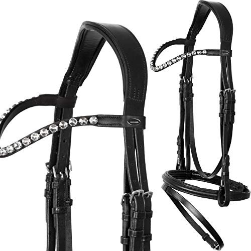 Heinick-Reitsport Trense Comfort englisch kombiniert Schwarz ~ Glow-Silver ~ Vollblut
