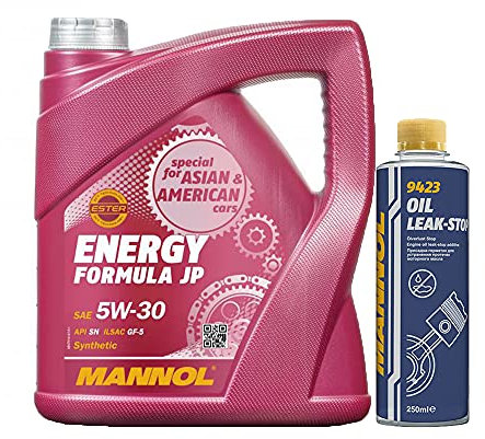 4l, MANNOL 7914 Energy Formula JP 5W-30 API SN + Oil Leak-Stop Öl Verlust Zusatz 250ml