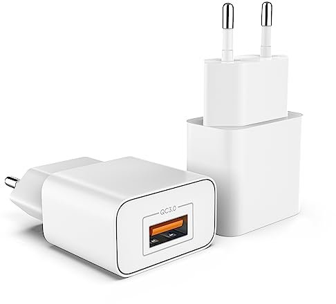 MyGadget 2X USB Schnellladegerät Quick Charge 3.0 Ladegerät - 18W Netzteil Adapter für Smartphone & Tablet kompatibel mit Apple, Samsung, HTC, LG, Sony - Weiß
