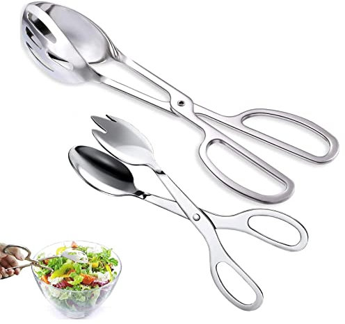 Wilsonzin 2 stück Essen Tong,Küchenzangen,Gebäckzange, Fleisch Zange Servierzange, Salatzange, Edelstahl Buffet Servier Zange, ideal für Grillen Kochen Servieren (8/9)