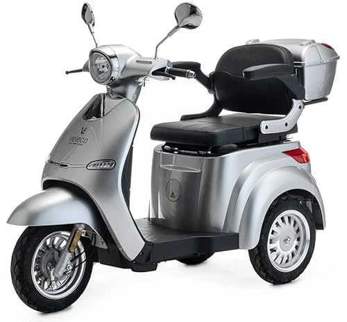 VELECO Cristal -Mobilitätsroller mit 3 Rädern – komplett montiert und fahrbereit – modernes Design – fortschrittliches Federungssystem – große Räder - Dreirad Seniorenmobil