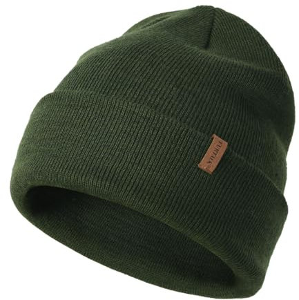 FURTALK Herren Cuffed Beanie Winter Mütze Unisex Wintermütze Weich Warm Strickmütze Dunkelgrün