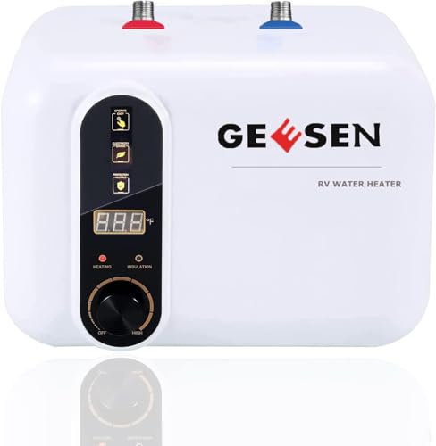 Scaldabagno elettrico GEESEN, piccolo e compatto, serbatoio di accumulo, per camper, roulotte, 240 V, lavello da cucina, istantaneo, sottopiano [classe energetica A] (3 galloni)