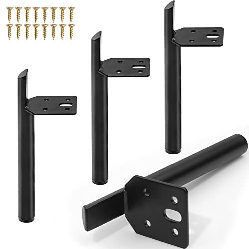 KHayRovies 4 Stücke Möbelfüße Schwarz Metall, Ersatz DIY Tischfüße, Möbel Stützbeine für Sofa Couchtisch TV-Schrank Bett (20cm, Black)