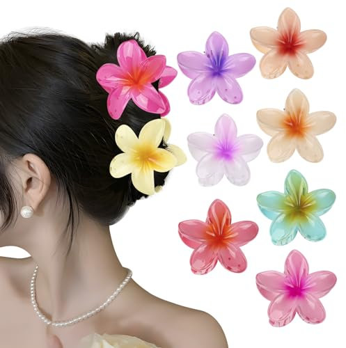 9 Stück Blumen Klammer, Große Blumen Klammern, Hawaii Blumenhaarspange, Bunt Blumenklammer (9 Farben)