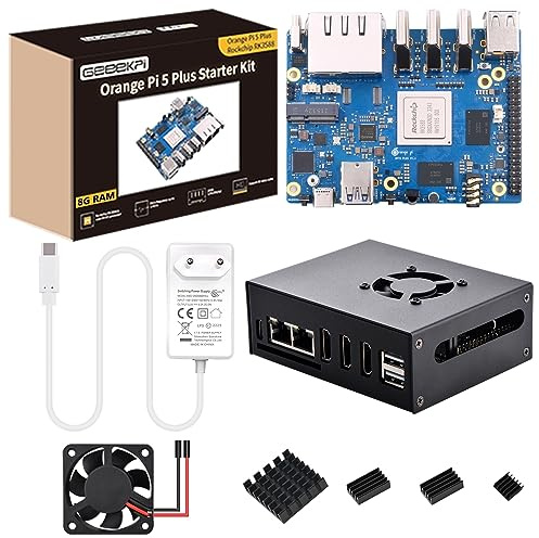 GeeekPi Orange Pi 5 Plus 8GB LPDDR4/4x Rockchip RK3588 8-Core 64-Bit Single Board Computer with eMMC Socket,OPi 5 Plus Metal Gehäuse,Official 5V 4A Netzteil,40mm Lüfter für Orange Pi 5 Plus