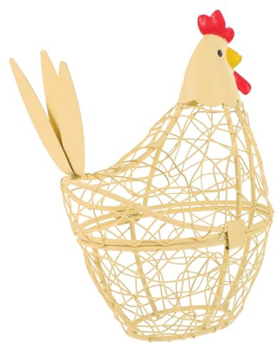 DIKACA Cesto Per Uova in Ferro Battuto Decorativo Porta Uova Di Gallina Rustico a Forma Di Gallina Scaffale Per La Ferro Da Stiro Artigianato Verdura