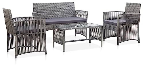 Gecheer 4-tlg.Garten-Lounge-Set Garten-Sofagarnitur Balkonmöbel Mit 1 Bank,2 Stühle und 1 Couchtisch,Gartenmöbel Set Gartengarnitur Sitzgruppe Lounge Loungemöbel Sitzgruppe für Terrasse Garten