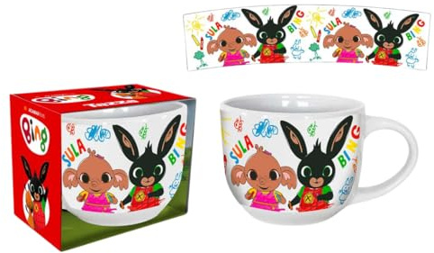 Coriex Tazza Bing Larga In Ceramica Con Manico Per Bambine,Tazza per Colazione 380 ml, Idea Regalo, 3+ Anni