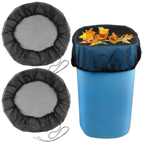 Regentonne Abdeckung Set, 2 Stück Regentonnen Netz mit Zugkordel, Verstellbares Regentonnen Netz, Wetterbeständiger Regentonnennetz, Regentonnen Schutznetz vor Laub(80cm)