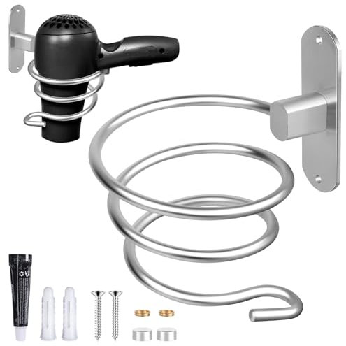 VMUTGA Support de Sèche-Cheveux, Support de Sèche-Cheveux pour Salle de Bain, Support de Sèche-Cheveux sans Percer, Support de Sèche-Cheveux pour Salle de Bain/Chambre/Balcon
