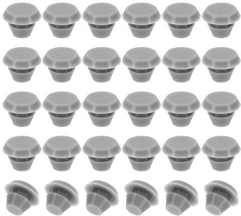 PATIKIL 5mm Diametro Tappo Rotondo Silicone, 30pz Tipo Bloccaggio Mobili Tappo Foro Pulsante Protettivo Copertura Testa per Foro 2,5-5mm per Sigillare Foro Cilindro Passacavi, Grigio