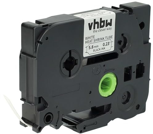 vhbw 1x Schriftband-Kassette Ersatz für Brother AHS-211, HS211 für Etiketten-Drucker 1,5m x 5,8mm Schwarz auf Weiß, Schrumpfschlauch-Kassette
